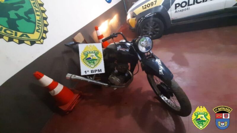Moto é apreendida e motor roubado foi recuperado em Arapoti
