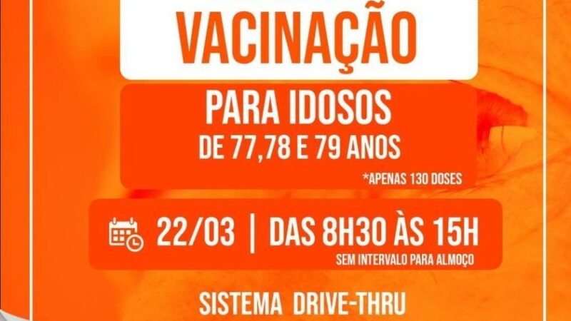 Carambeí vacina hoje idosos de 77, 78 e 79 anos