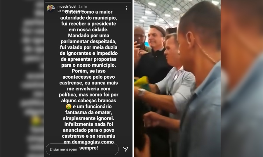 Moacyr é vaiado em evento de Bolsonaro em Castro, confira vídeo
