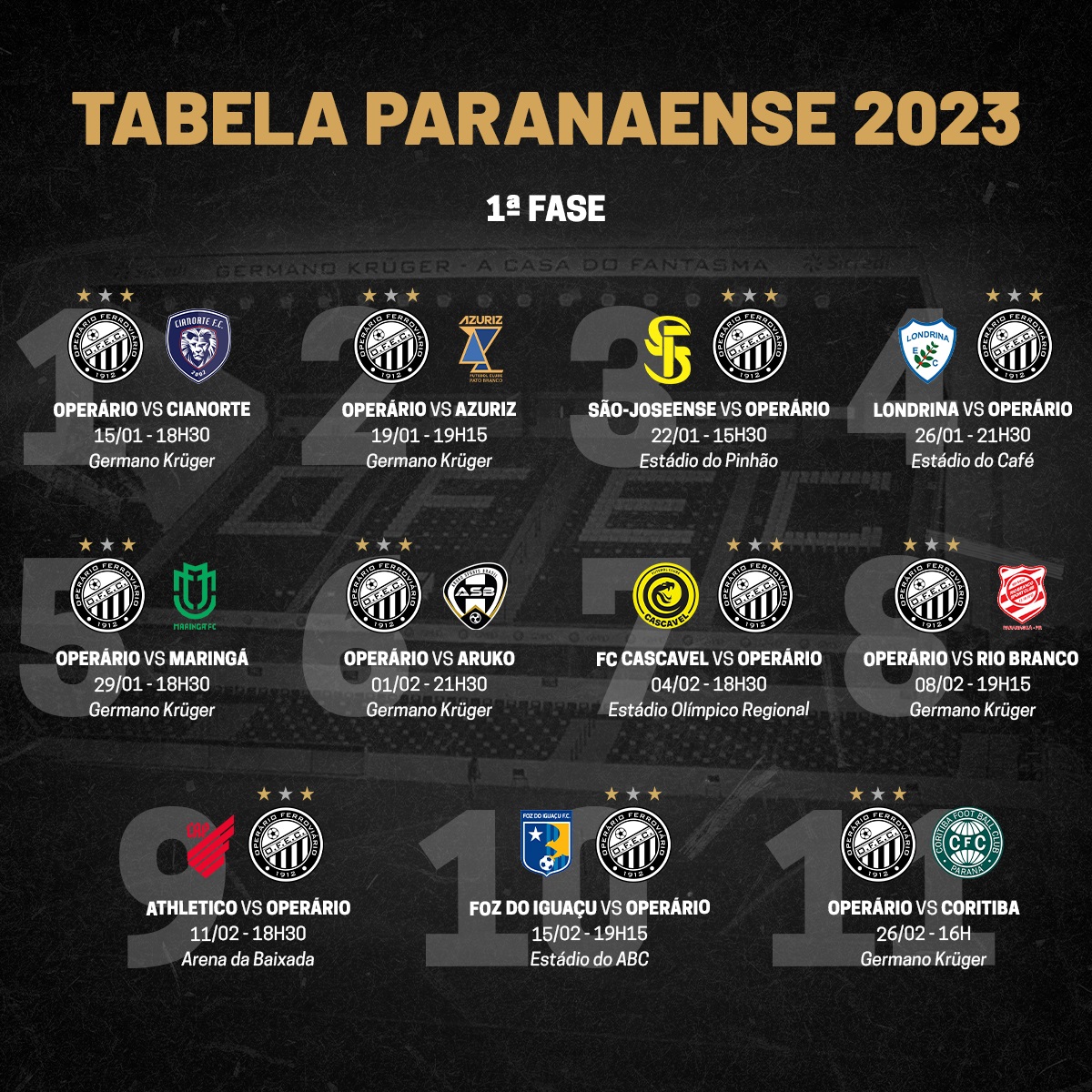 Paranaense 2023: Federação divulga tabela com datas, horários e locais