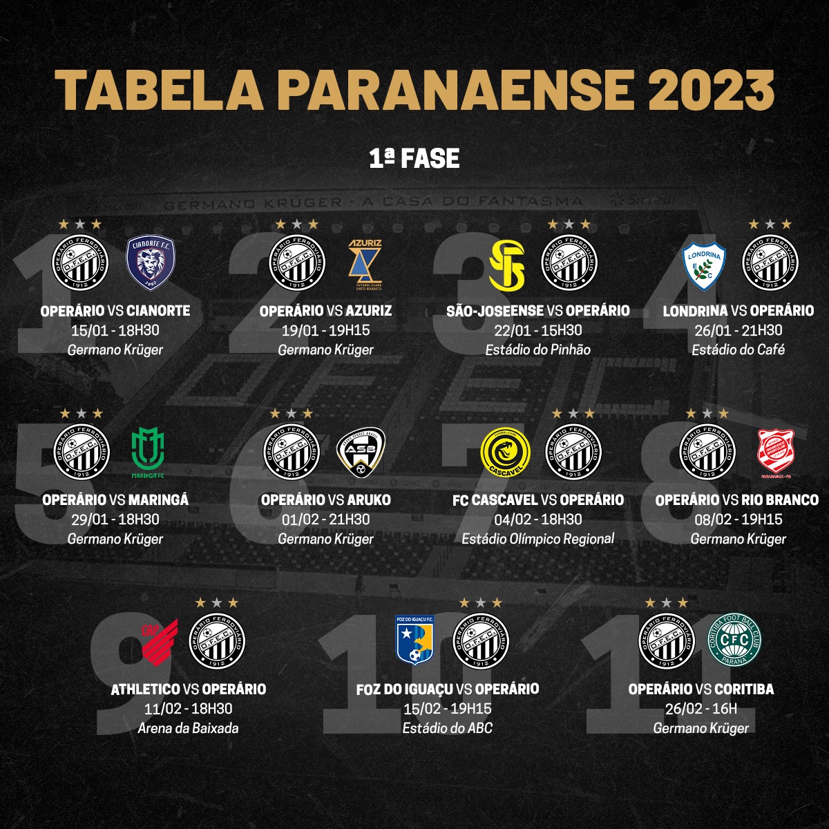 Paranaense 2023 Federação divulga tabela com datas, horários e locais