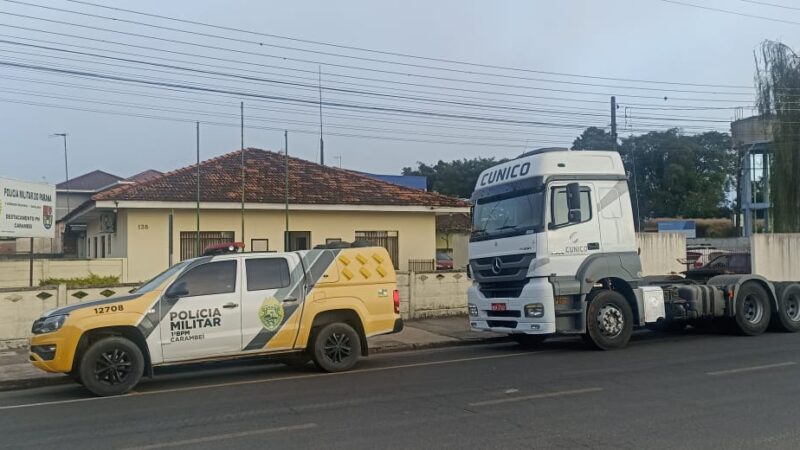 Caminhão roubado em Palmeira é encontrado em barracão no bairro Boqueirão