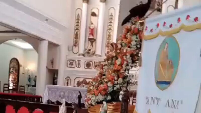 (Assista aos vídeos) Jacu derruba imagem de santa na véspera do aniversário de Sant’Ana