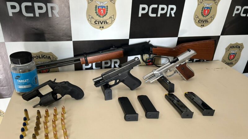 Quatro armas de fogo são apreendidas pela Polícia Civil de Piraí do Sul
